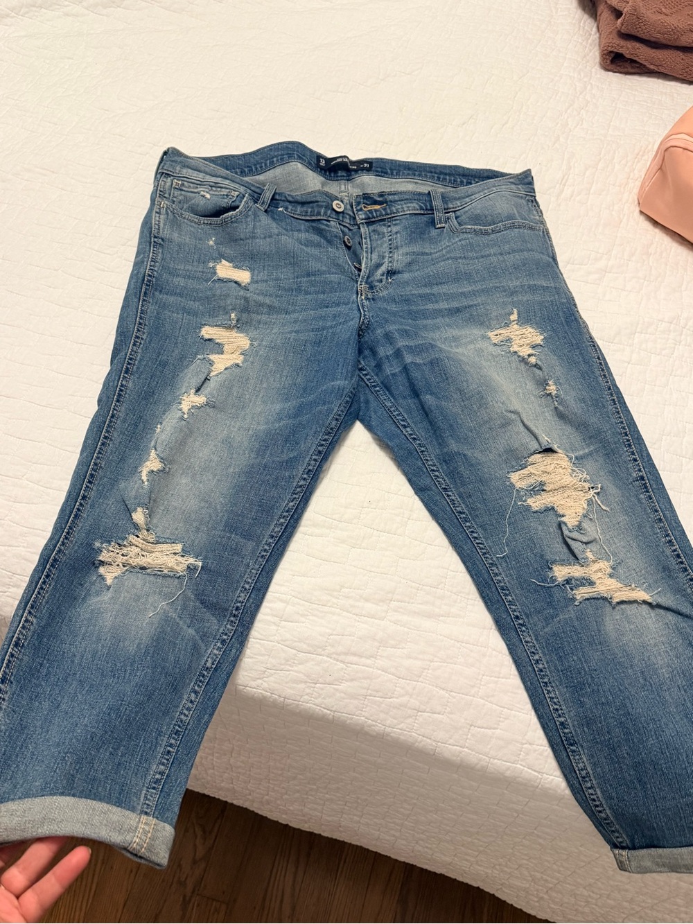 Hollister Light Blue Distressed Boyfriend Jeans